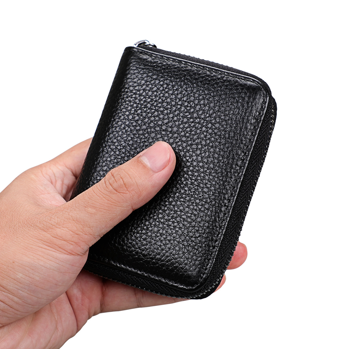Factory wholesale anti-magnetic rfid leather men's and women's card bag multi-functional ID bag zipper card case business card bag