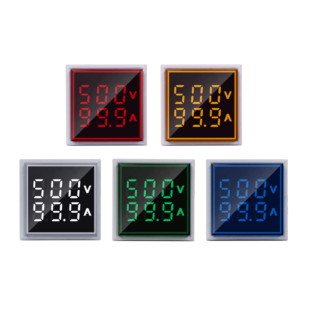 ST17VA square 22mmled digital display AC voltage and current integrated indicator light AC60-500V 0-100A