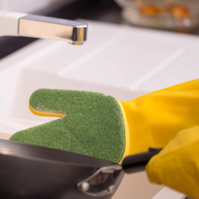 Cleaning gloves housework green scouring pad dishwashing cloth gloves household cleaning latex rubber waterproof
