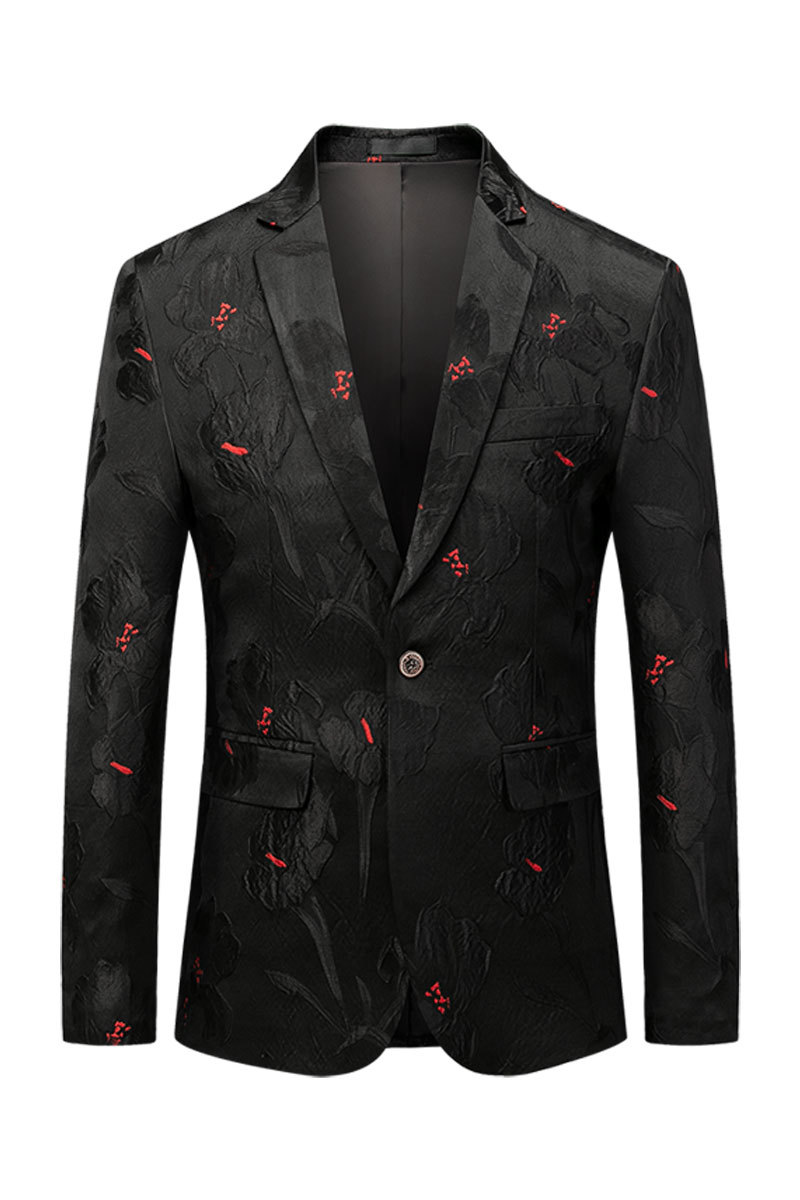 Men's Business Casual Suit Black Jacquard Suit Cross Border wish Casual Dress Best Man Suit Jacket Men