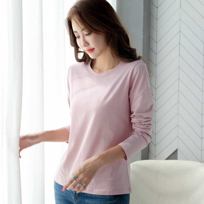 249 new round neck long sleeve T-shirt women's base shirt simple round neck long sleeve autumn and winter plus size inner T-shirt