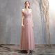 2024 New Bridesmaid Dress Women's Spring Korean Style Pink Off-shoulder Sister Group Fairy Elegant Banquet Slimming Evening Dress