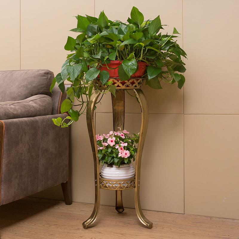 European-style iron balcony indoor living room hanging orchid green rose flower pot rack flower shelf iron multi-layer storage rack