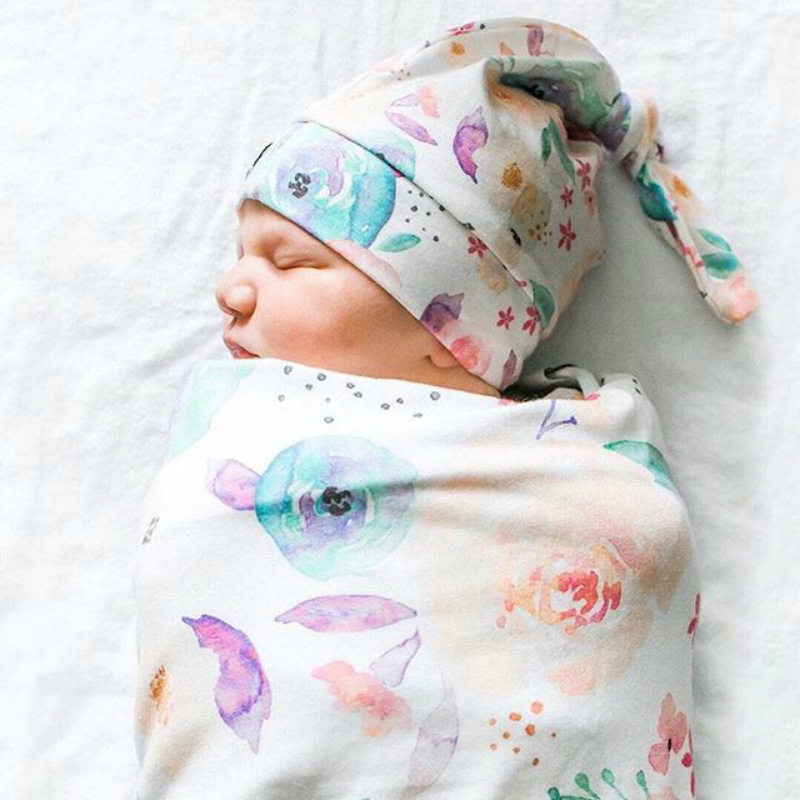 Cross-border baby sleeping bag knotted tire cap 2-piece baby sleeping bag newborn cocoon type printed sleeping bag suit