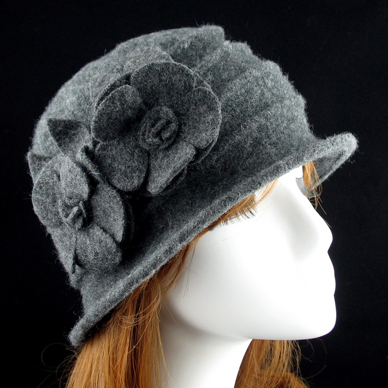 Classic European and American wool women's hat winter middle-aged and elderly elegant top hat AliExpress hot selling pure wool woolen hat