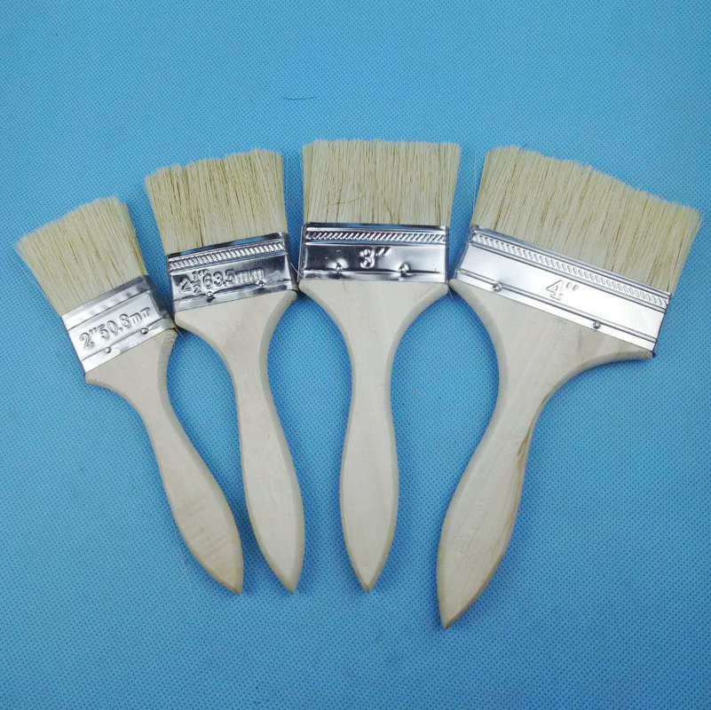 Factory wholesale wooden handle brush 1 inch 2 inch 3 inch 4 inch paint brush paint tools barbecue brush gift brush