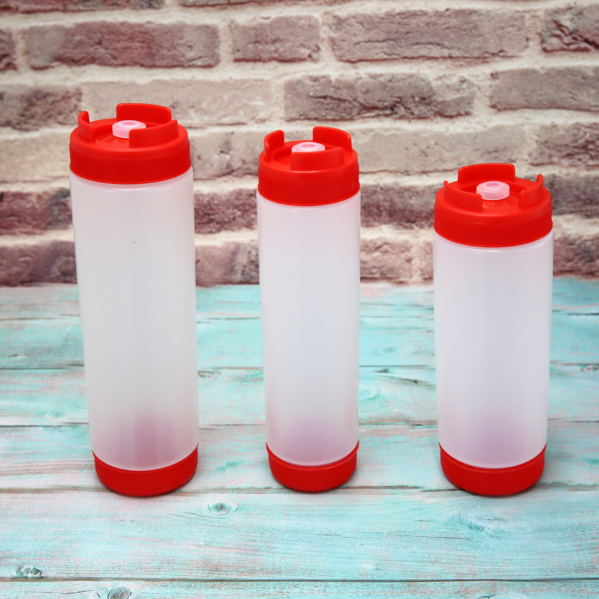 Jinde factory direct supply double-head squeeze bottle bilateral squeeze sauce bottle double-head tomato sauce bottle bilateral salad sauce bottle