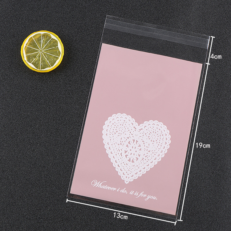 Factory direct baking packaging color love self-adhesive bag flat butterfly food biscuit packaging bag 100/piece