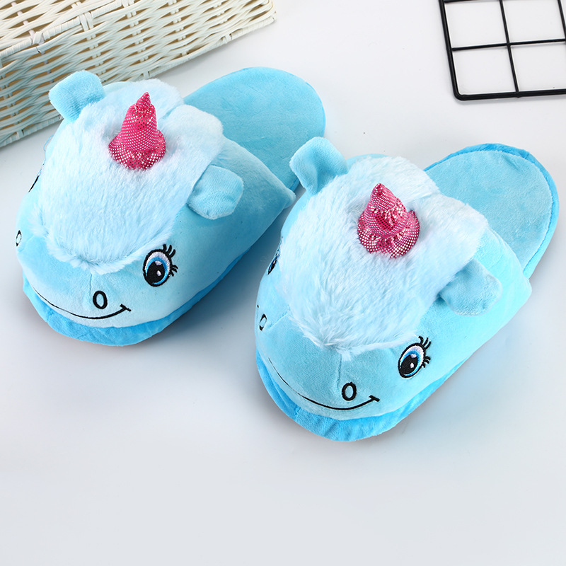 Autumn and winter comfortable velvet upper slippers half-bag heel unicorn toe home shoes black grain soles cloth shoes cotton bottom