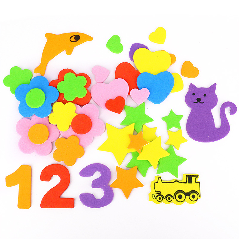 Children's Handmade EVA Stereo Sticker DIY Material Bag Children's Sponge Paper Small Patch with Adhesive Adhesive Sticker