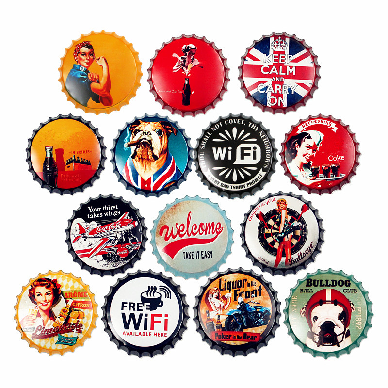 American Retro Creative Beer Bottle Cap Iron Wall Hanging Wall Decoration Home Bar Shop Wall Soft Decorations Pendant