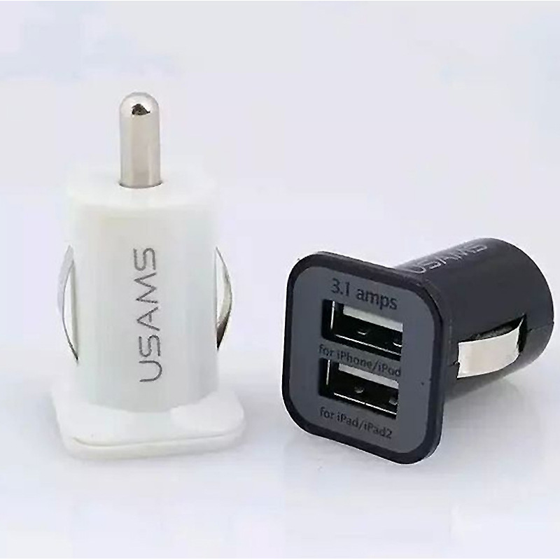 Car mobile phone charger Yosheng dual USB car charger 5V2A mini USAMS dual port car charger charging head