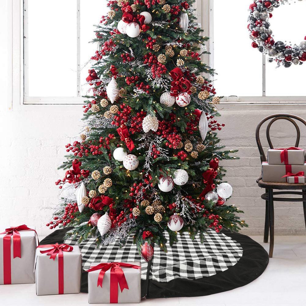 Home & Garden Haube New Christmas Decoration Black Plaid Tree Skirt Small Tree Bottom Apron Tree Skirt Decoration_voghion.com