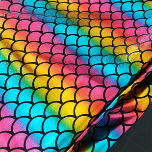 Polyester Two-sided Elastic Knitted Color Stripe Mermaid Fish Scale Bronzing Fabric Crafts Toy Decorative Cloth Stage Clothes