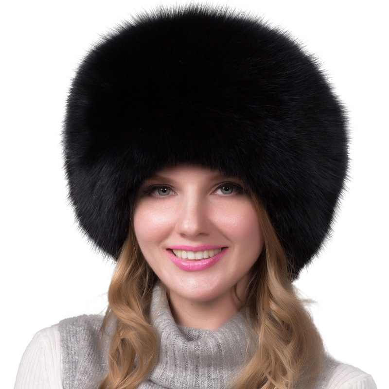Fox Fur Hat Full Leather Mongolian Hat Leather Top Thickened Warm Ear Protection Hat Princess Hat Winter Women