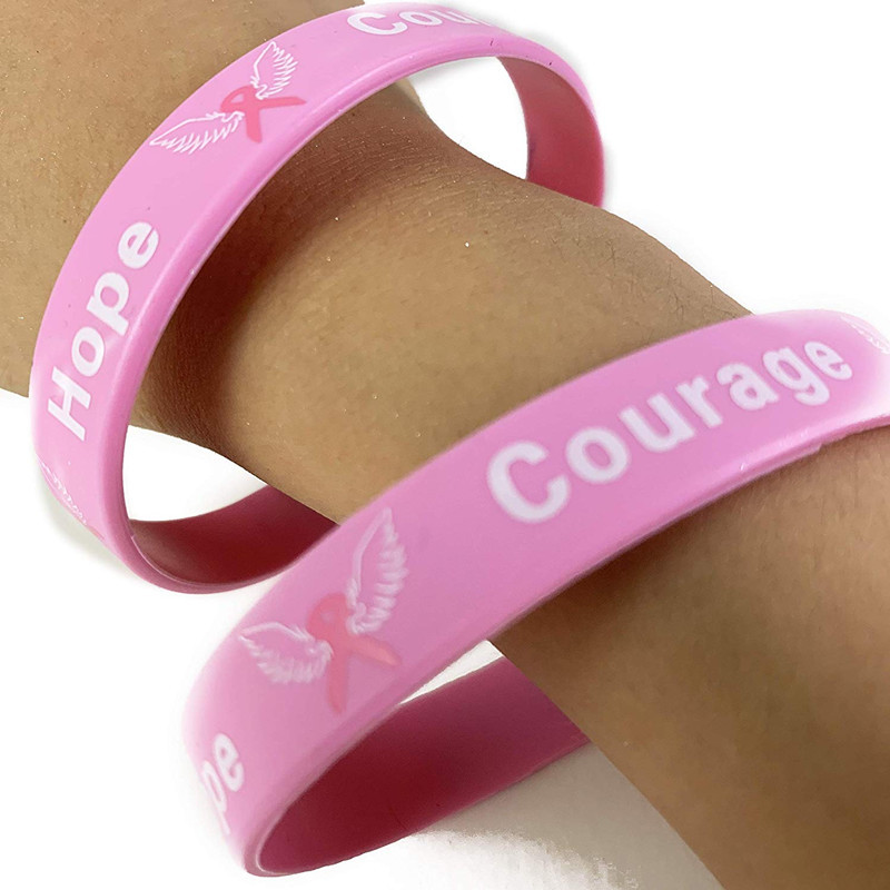 breast cancer awareness breast HOPE FAITH COURAGE silicone bracelet