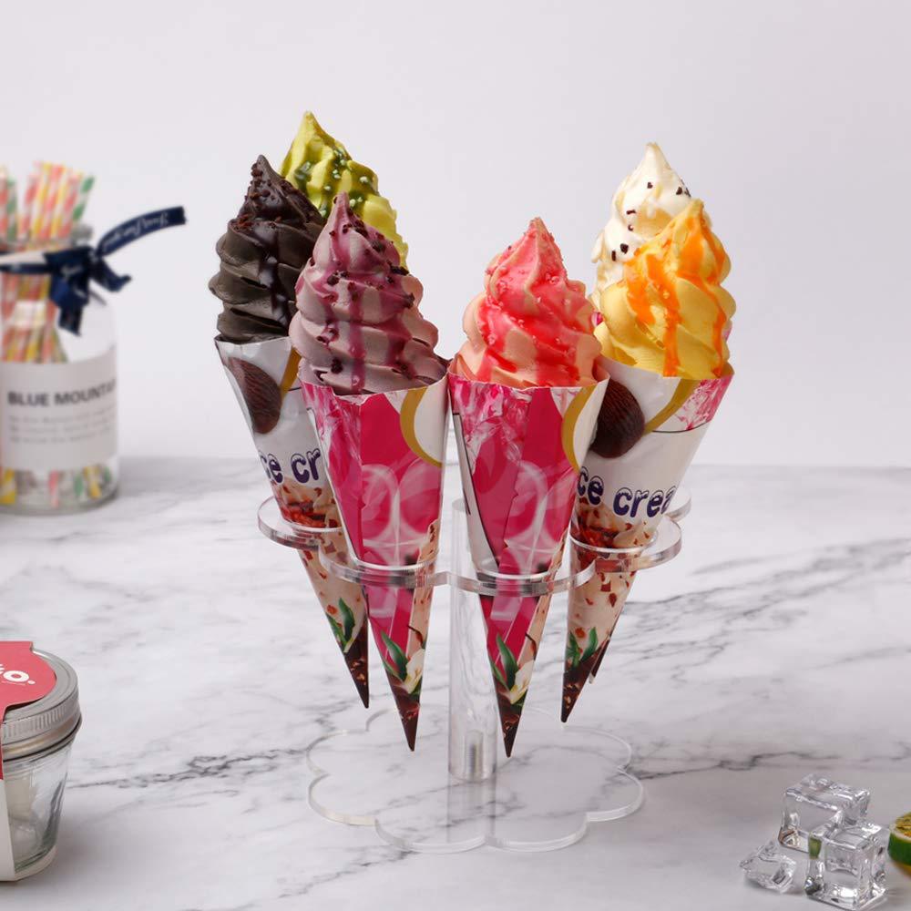 8-hole transparent acrylic Ice Cream display Stand petal shape cone Stand Ice Cream Stand