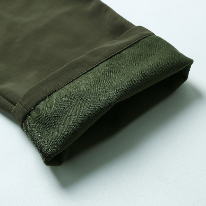 Men's quick-drying pants winter outdoor multi-pocket pants men's fleece-lined thick straight windproof pants