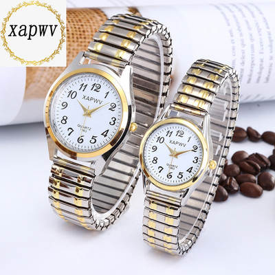 Middle-aged and elderly people's large dial pointer digital face men's watch women's elastic elastic band quartz couple Fashion Watch