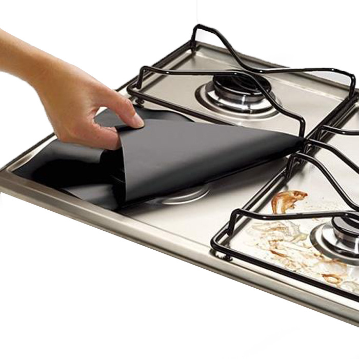 4 Pieces Teflon Gas Stove Protective Mat Anti-fouling Anti-oil Mat Cleaning Mat Spot