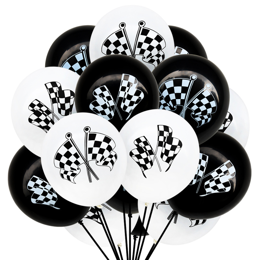 12 inch racing flag latex balloon F1 speed and passion birthday party theme party decoration supplies cross border