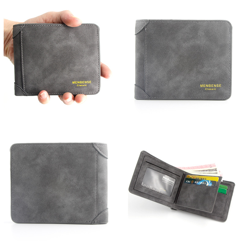 MenBense New Frosted men's wallet short large capacity multi-functional leisure wallet manufacturers direct supply