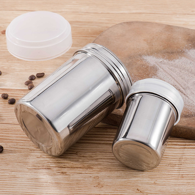 304 Stainless Steel Powder Tank with Lid Baking Supplies Korean-style Powder Cylinder Mesh Seasoning Sprinkler Seasoning Cocoa Powder