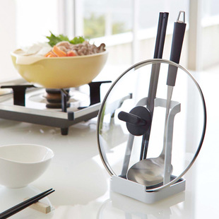 Kitchen Storage Rack Removable Plastic Water Duct Pot Cover Rack Soup Spoon Rack Japanese Style Simple Storage Rack Desktop