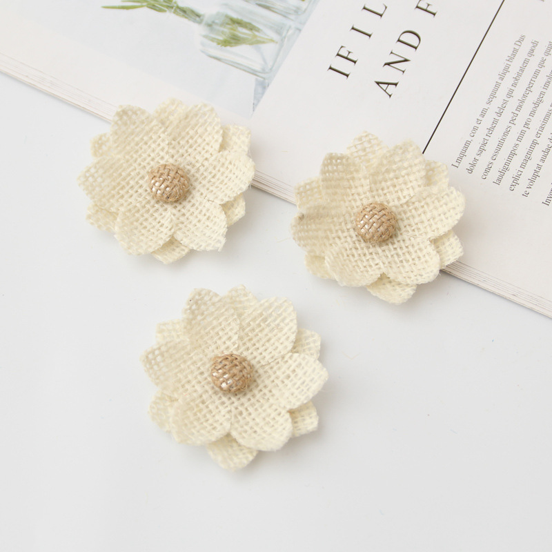 diy handmade linen flower European style retro color decorative flower water lily flower clothing accessories flower