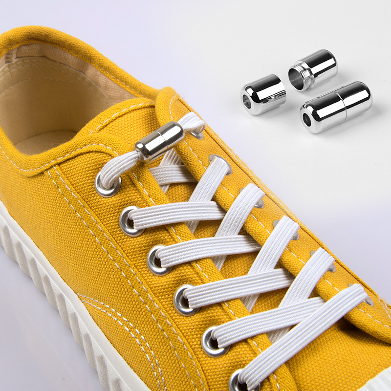 Shoelace Buckle Lazy Shoelace Elastic Free-tie All-match Metal Capsule Flat Shoelace Children Round Elastic Amazon Explosions
