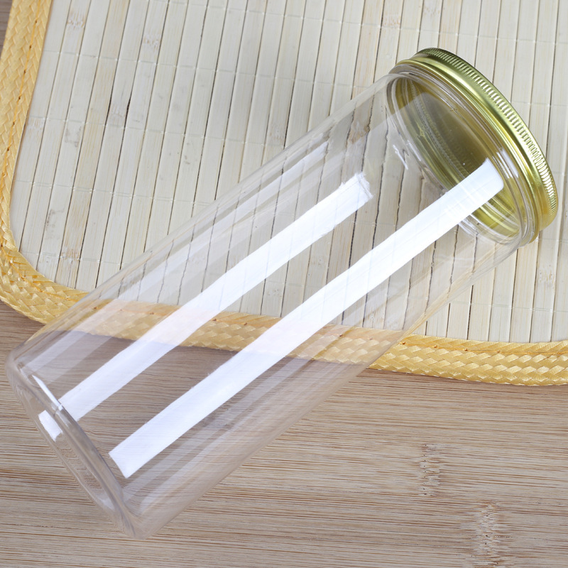 スポット卸売りアルミ蓋透明プラスチック密封缶円形食品包装缶蜂蜜缶pet広口瓶|undefined