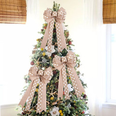 25cm Glitter Powder Christmas Bow Hanging Christmas Tree Decoration diy Accessories Christmas Bow Pendant_voghion.com