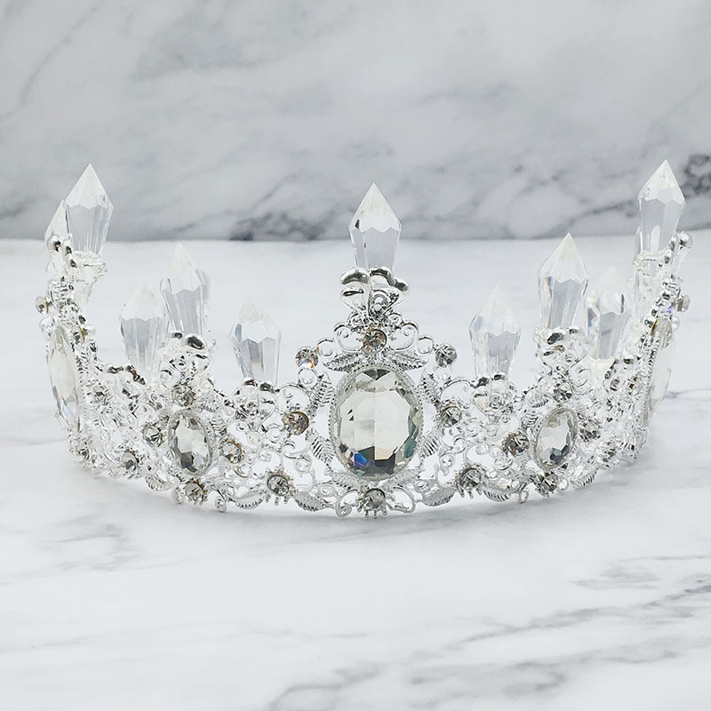 Xinghuai factory direct icicle crystal silver alloy Crown Cake decoration ice queen Princess baking accessories