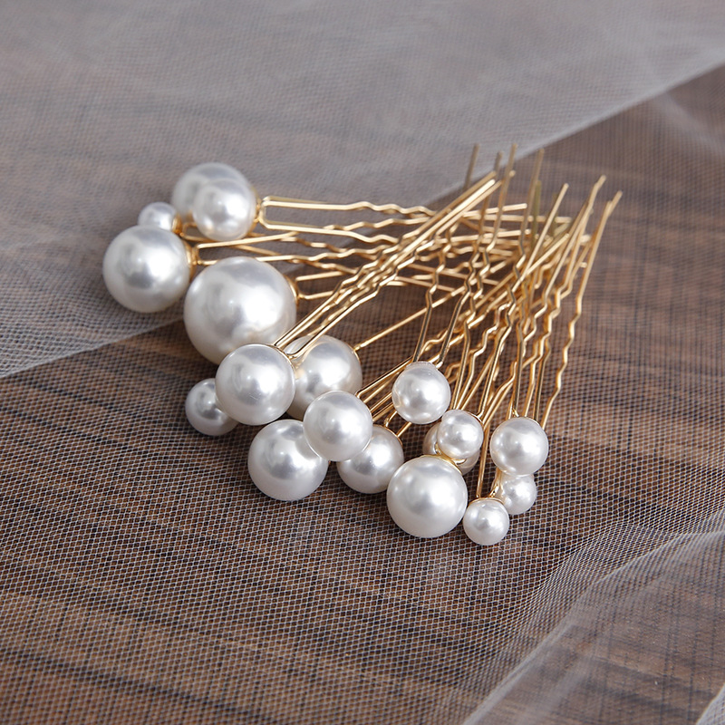 2019 New Bridal Headwear Handmade Hairpin Hair Accessories European and American Retro Makeup Disc Beaded Flower U-shaped Hairpin Accessories