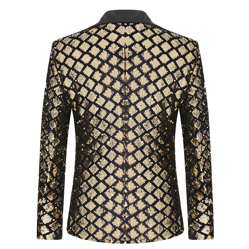 Autumn and winter men's European size polo collar suit stage banquet host party diamond sequined dress ZT-X45
