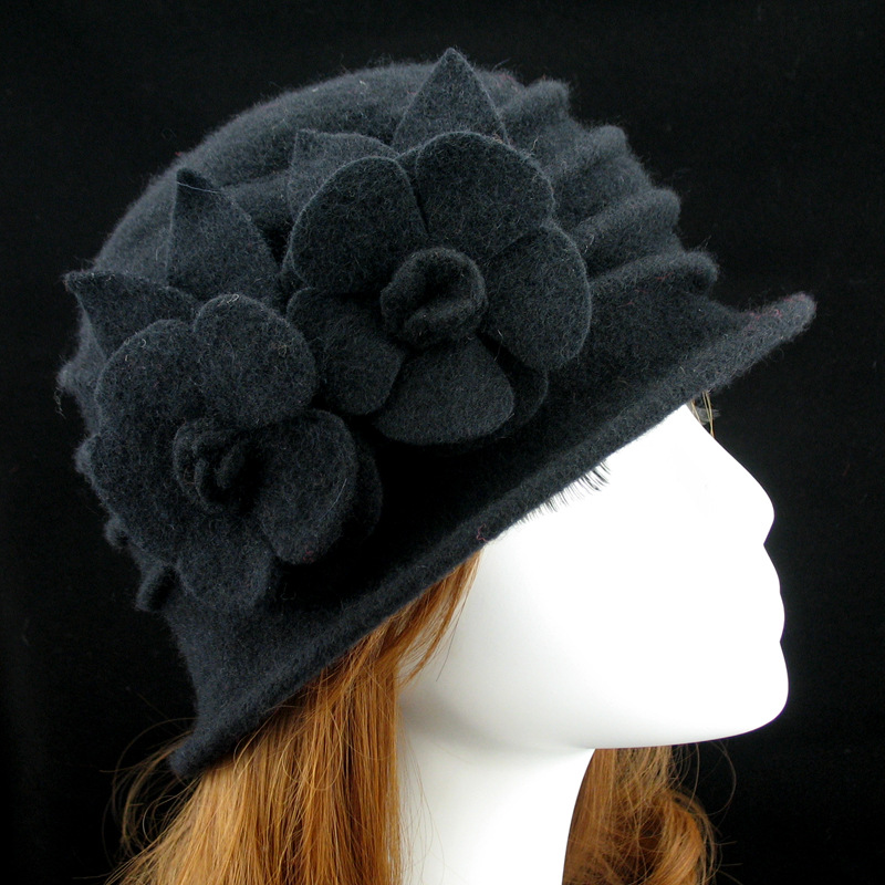 Classic European and American wool women's hat winter middle-aged and elderly elegant top hat AliExpress hot selling pure wool woolen hat