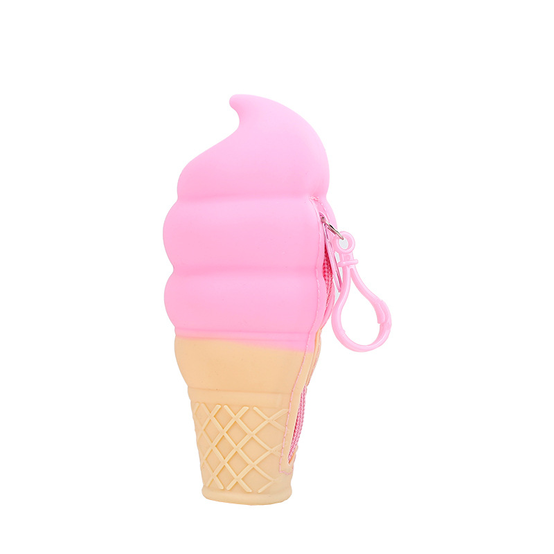 Hanging Silicone Korean Style New Cute Fashion Ice Cream Explosive Clasp Key Bag Card Bag Coin Coin Purse