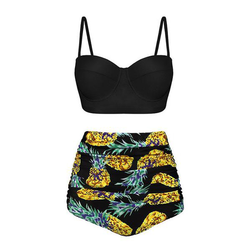 2019 New European and American Sexy High Waist Printed bikini Foreign Trade Swimsuit Tankini bikini Conservative Swimsuit