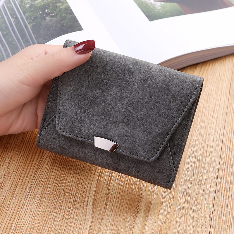 2023 New Simple Small Wallet Women's Short Folding Mini Retro Student's Fresh Korean Women's Wallet