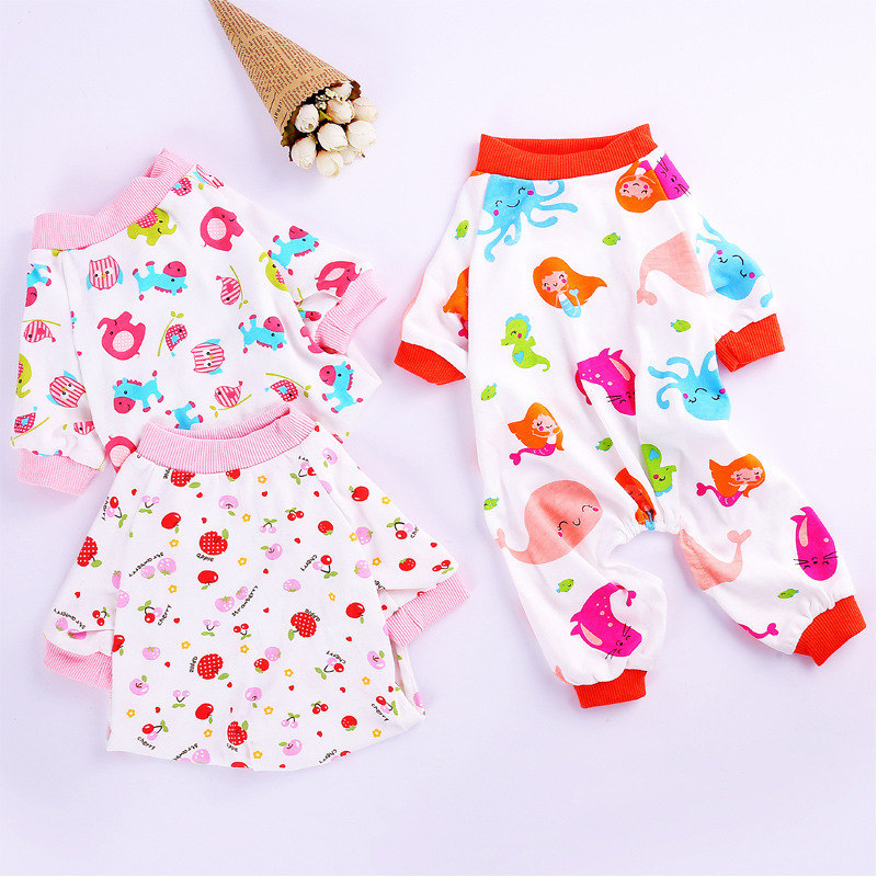 ペット服純綿ニットプリントパジャマ科基泰迪ペット犬かわいい快適四脚家庭服卸売り|undefined