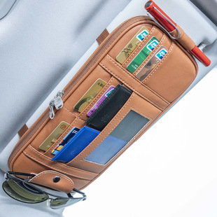 Car Storage Bag Sun Visor Card Holder Multifunctional Driver's License Ticket Card Holder Storage Cover Eye Clip for Car