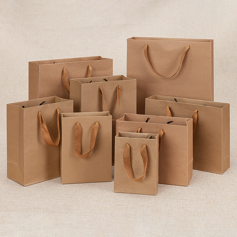 Spot clothing shopping bag Kraft paper tote bag custom printed logo advertising packaging portable paper bag