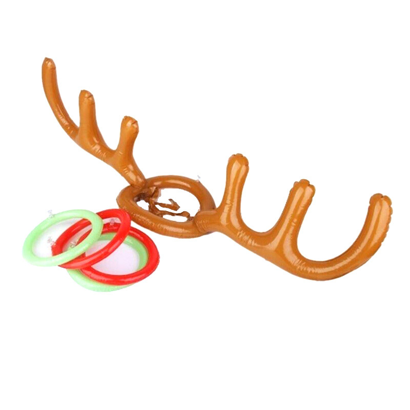 [Hot Sale Christmas Party Throwing Ring Inflatable Antlers Deer Head Ring Game Inflatable Christmas Hat