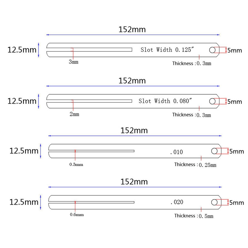 Guitar wire measuring mounting ruler fingerboard protection steel sheet 0.010,0.020 inches