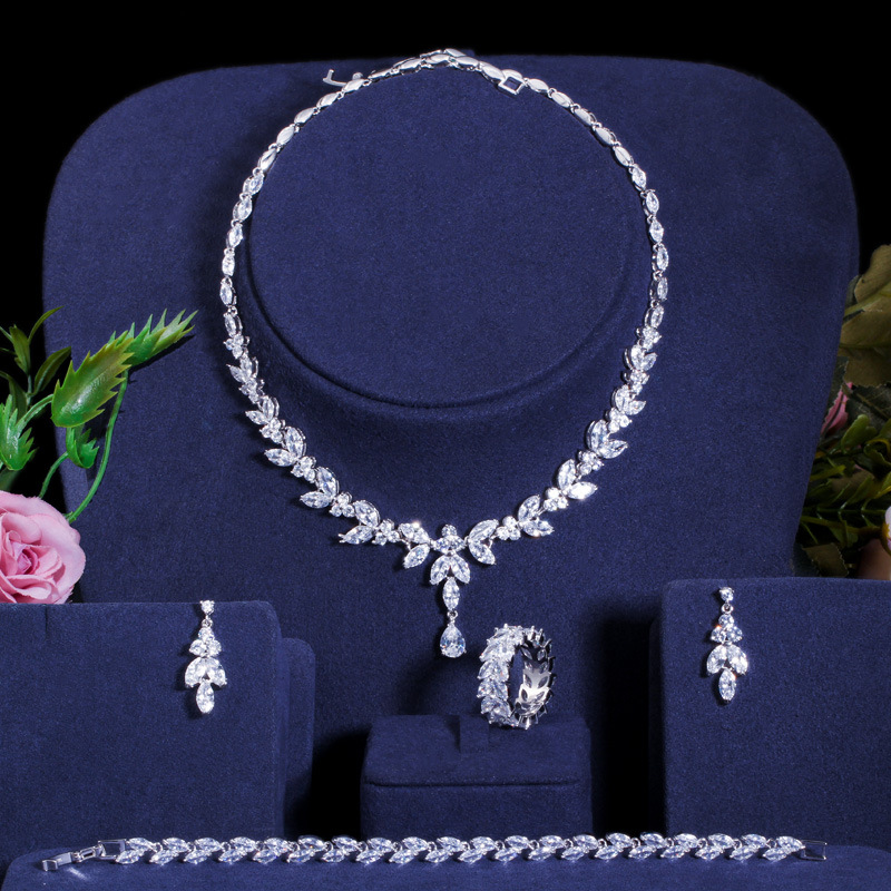 T0138 Liying Jewelry Korean Style Fashionable and Elegant Wedding Dress Accessories Set High-Grade AAA Zircon Four-Piece Set