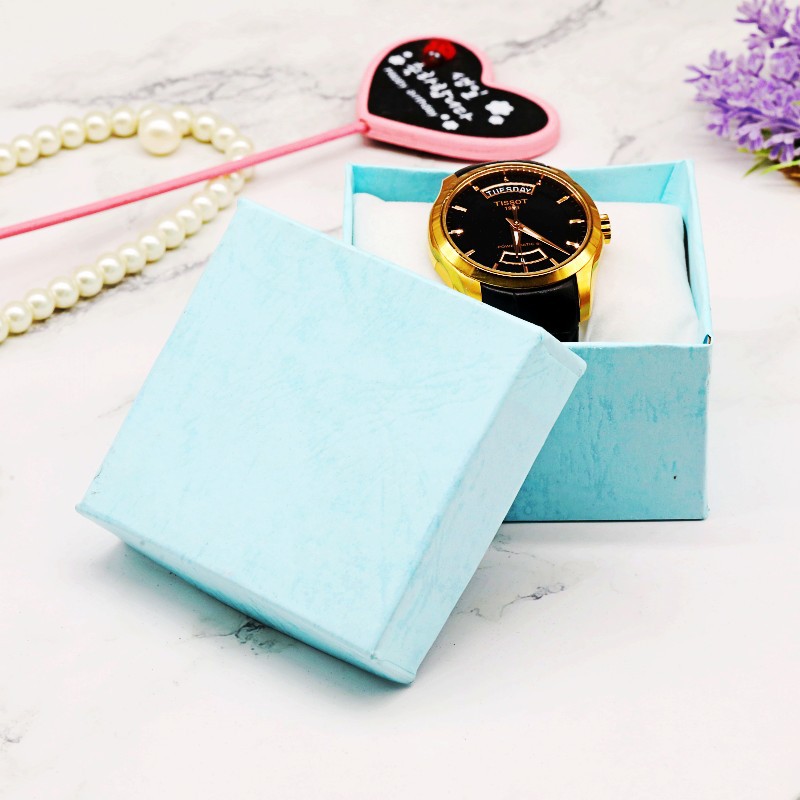 Factory direct solid color jewelry box Watch square packing box cover ring necklace jewelry box hot stamping logo