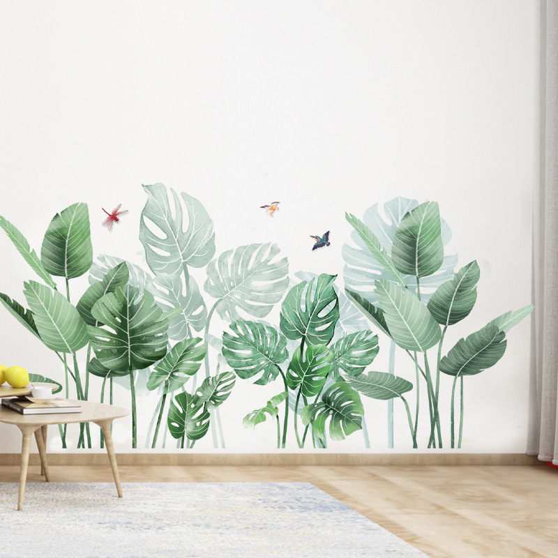 Nordic fresh green plant wall decoration stickers potted leaves living room bedroom hallway dress up waterproof removable