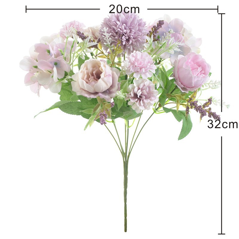 Nordic style 7 head European-style colorful peony hydrangea ins artificial flower wedding hand-held home floral decoration