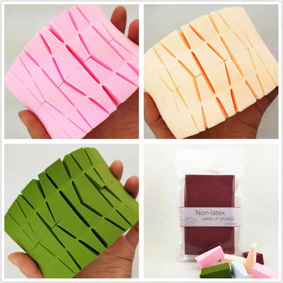 24-Cut Triangle Powder Puff Non-Latex Enlarged Matcha Wine Red Hydrophilic Dry and Wet Air Cushion Powder Puff