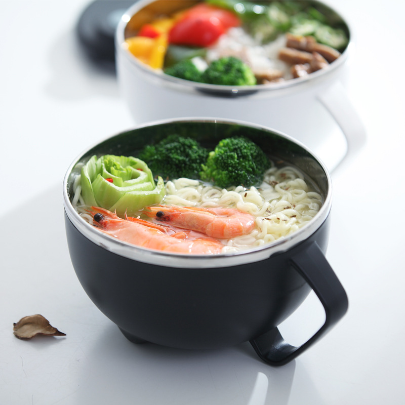 304 stainless steel instant noodle bowl with lid single dormitory student lunch box office worker portable lunch box Rice Bowl office